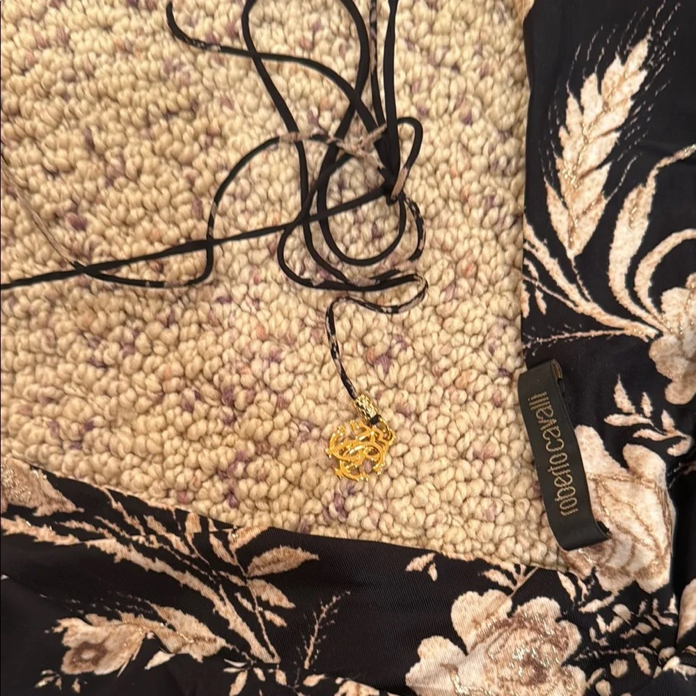 Roberto Cavalli Elegant Black Floral Dress size 48 - Picture 6 of 8